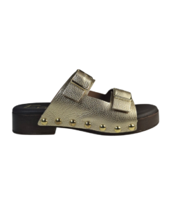 Fresia 591-02 Γυναικείο Δερμάτινο Mule σε Μεταλλικό Χρυσό Χρώμα