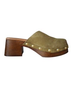 Fresia 487 Γυναικείο Δερμάτινο Mule σε Χακί Χρώμα