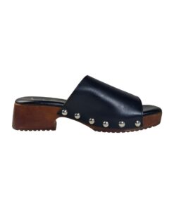 Fresia 490-01 Γυναικείο Δερμάτινο Mule σε Μαύρο Χρώμα
